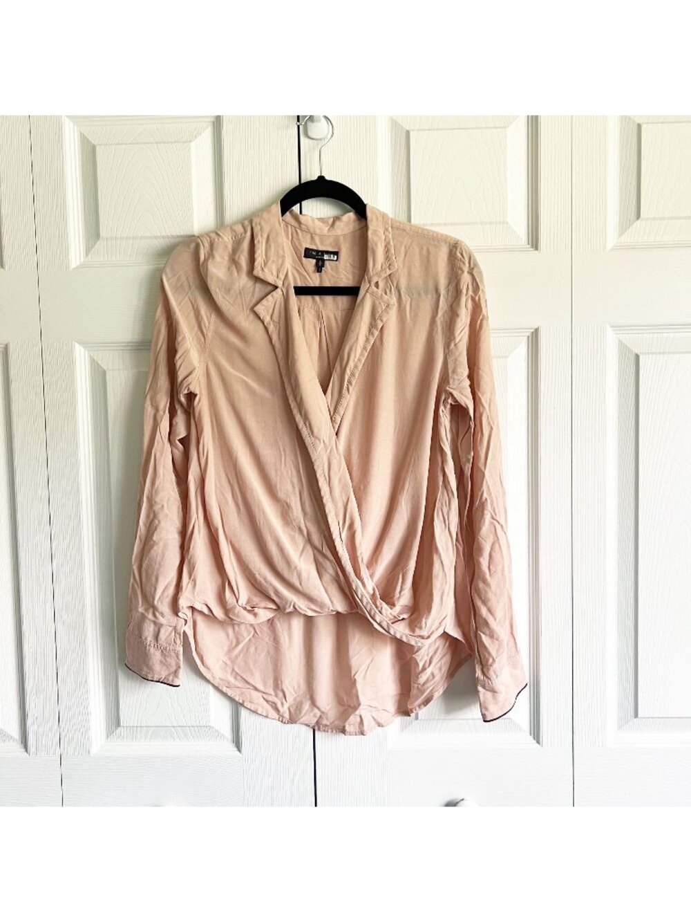Rag & Bone Dean Pink Surplice V-Neck High-Low Blouse Women's Size Small S